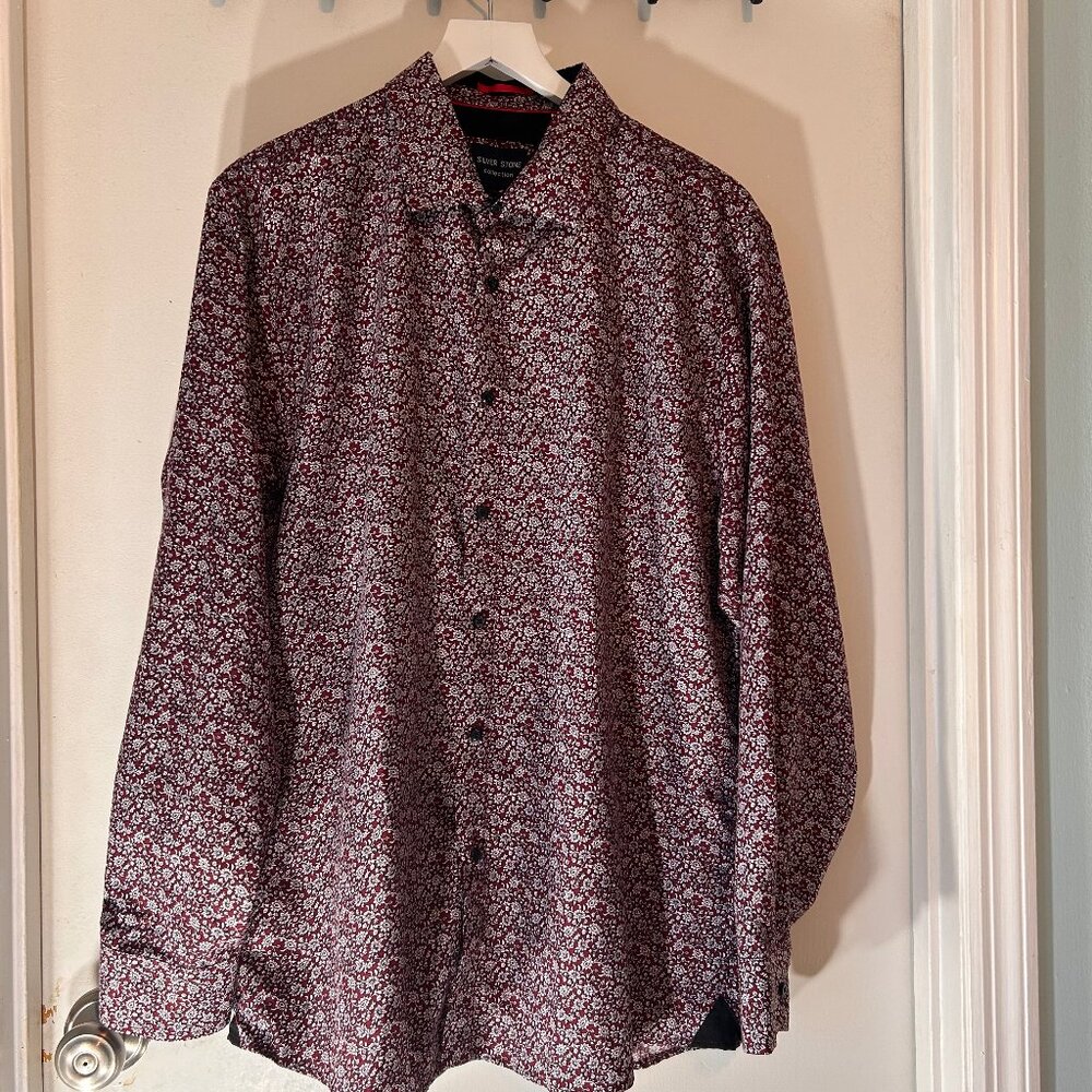 Silver Stone Collection Burgundy Floral Button-Down Men's Shirt - XXXL - Picture 2 of 5